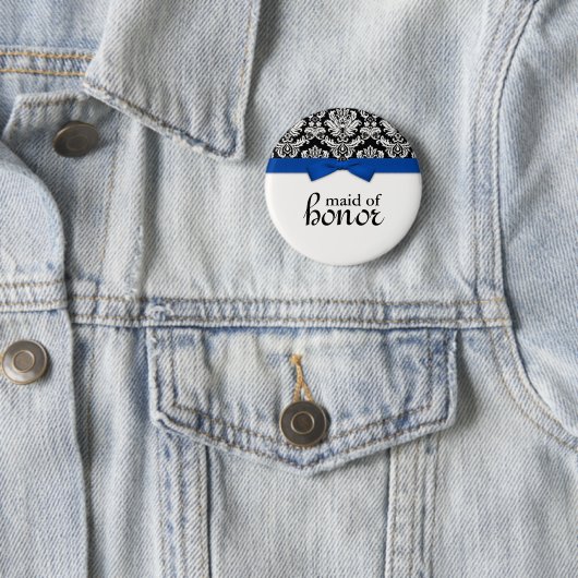 Damask mit Blauer Bow-Trauzeugin Button (Beispiel)