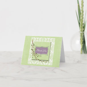 Damask mit Blumenzweig danke