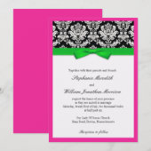 Damask mit grüner und rosa Einladung zur Hochzeit (Vorne/Hinten)