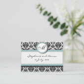 Damask mit Tiffany Wedding Website Business Card Begleitkarte (Stehend Vorderseite)