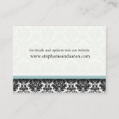 Damask mit Tiffany Wedding Website Business Card Begleitkarte (Rückseite)