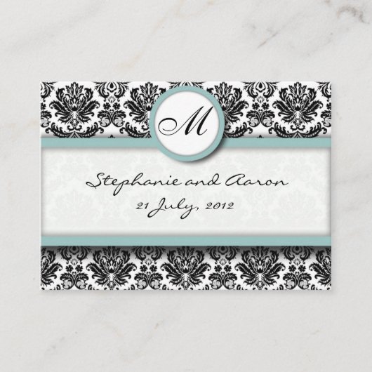 Damask mit Tiffany Wedding Website Business Card Begleitkarte (Vorderseite)