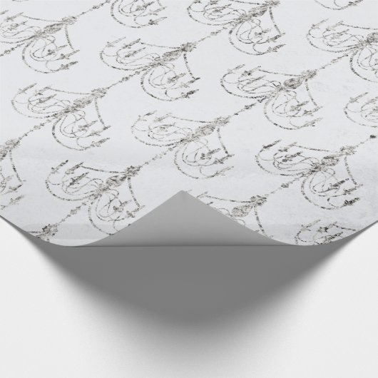 Damask mit weißem und silberem Fohlen Geschenkpapier (Ecke)