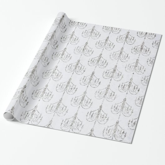 Damask mit weißem und silberem Fohlen Geschenkpapier (Ungerollt)