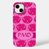 Damask Modern Art Nouveau Pink Monogram Initialen Case-Mate iPhone Hülle (Rückseite)