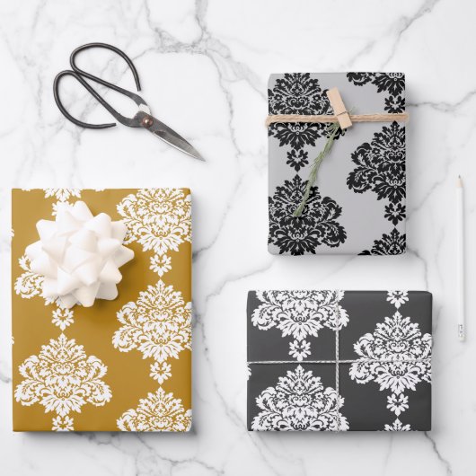Damask Modernes Farbmuster Geschenkpapier Set (Vorderseite)