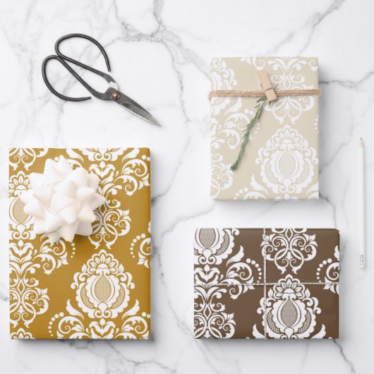 Damask Modernes Farbmuster Geschenkpapier Set (Vorderseite)