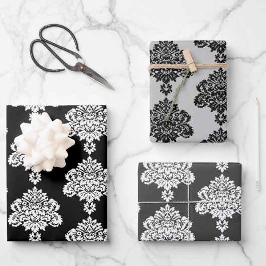 Damask Modernes Farbmuster Geschenkpapier Set (Vorderseite)