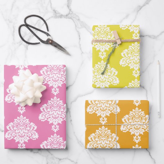 Damask Modernes Farbmuster Geschenkpapier Set (Vorderseite)