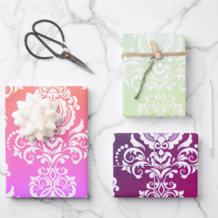 Damask Modernes Farbmuster Geschenkpapier Set