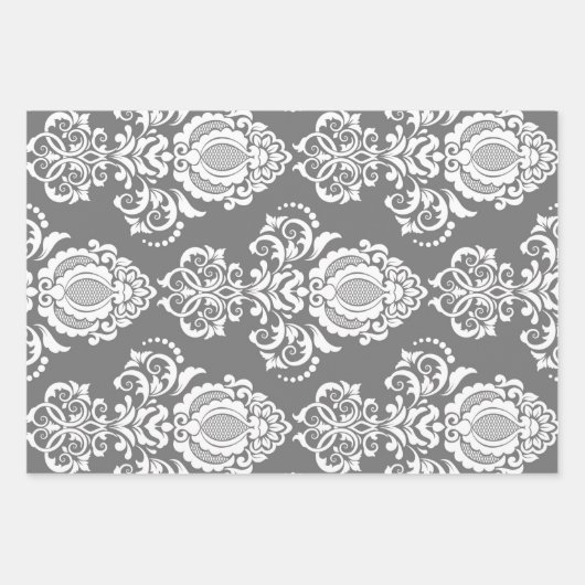 Damask Modernes Farbmuster Geschenkpapier Set (Vorderseite)