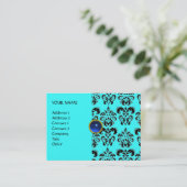 DAMASK MON RUBY hellblau-graues Gold Visitenkarte (Stehend Vorderseite)