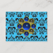 DAMASK MON RUBY hellblau-graues Gold Visitenkarte (Rückseite)