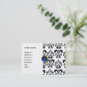 DAMASK MON RUBY hellblau-graues Gold Visitenkarte (Stehend Vorderseite)