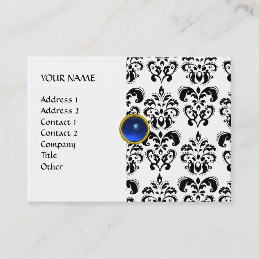 DAMASK MON RUBY hellblau-graues Gold Visitenkarte (Vorderseite)