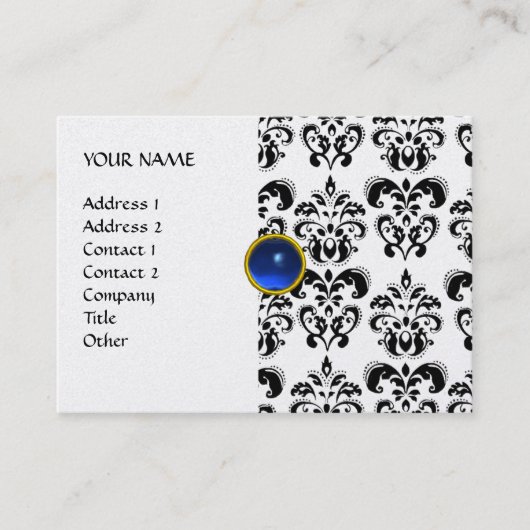 DAMASK MON RUBY hellblau-graues Platin Visitenkarte (Vorderseite)