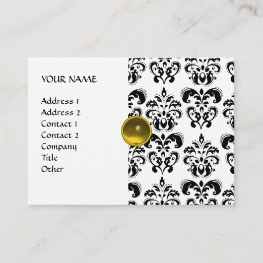 DAMASK MON RUBY hellgelbe Goldwäsche Visitenkarte (Vorderseite)