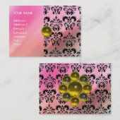 DAMASK MON RUBY hellgelbe graue Seide Visitenkarte (Vorne/Hinten)