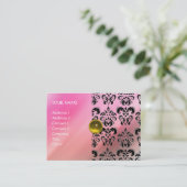 DAMASK MON RUBY hellgelbe graue Seide Visitenkarte (Stehend Vorderseite)