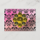 DAMASK MON RUBY hellgelbe graue Seide Visitenkarte (Rückseite)