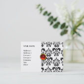 DAMASK MON RUBY hellrotes violettes Graugold Visitenkarte (Stehend Vorderseite)