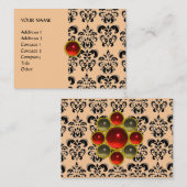 DAMASK MON RUBY hellrotes violettes Graugold Visitenkarte (Vorne/Hinten)