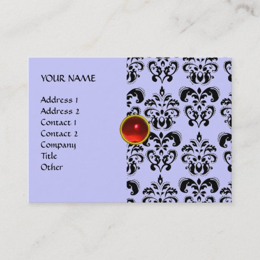 DAMASK MON RUBY hellrotes violettes Graugold Visitenkarte (Vorderseite)
