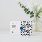 DAMASK MON RUBY Schwarz-weiße Perle Visitenkarte (Stehend Vorderseite)