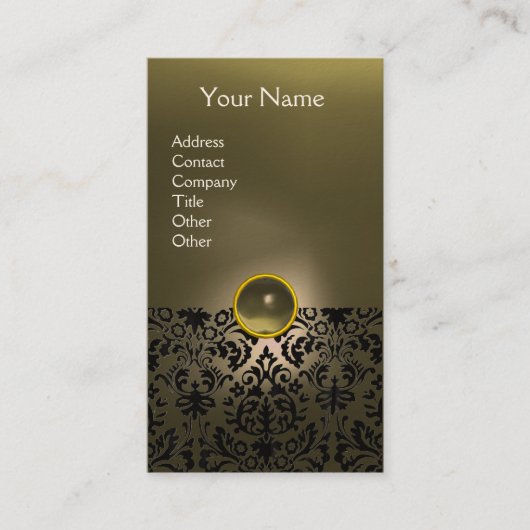 DAMASK MONOGRAM Achat grau cremefarben Visitenkarte (Vorderseite)