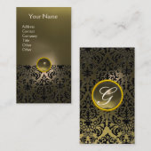 DAMASK MONOGRAM Achat grau cremefarben Visitenkarte (Vorne/Hinten)