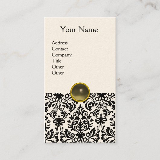 DAMASK MONOGRAM Achat grau cremefarben Visitenkarte (Vorderseite)