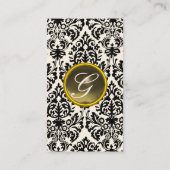 DAMASK MONOGRAM Achat grau cremefarben Visitenkarte (Rückseite)