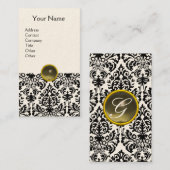 DAMASK MONOGRAM Achat grau cremefarben Visitenkarte (Vorne/Hinten)