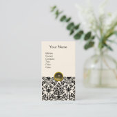 DAMASK MONOGRAM Achat grau cremefarben Visitenkarte (Stehend Vorderseite)