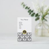 DAMASK MONOGRAM Achat grau weiß Visitenkarte (Stehend Vorderseite)
