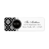 Damask Monogram Address Labels Black Silver (Vorne)