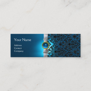 DAMASK MONOGRAM Band weiß blau Mini Visitenkarte