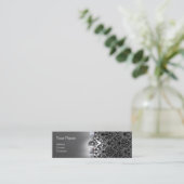 DAMASK MONOGRAM Band weiß Mini Visitenkarte (Stehend Vorderseite)
