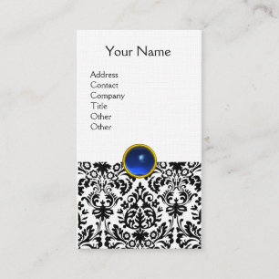 DAMASK MONOGRAM blaues Leinen Visitenkarte