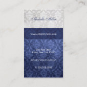 Damask Monogram Blue Gray Visitenkarte (Rückseite)