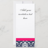 Damask Monogram Blue Pink Cream Weditation Einladung (Rückseite)