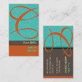 Damask Monogram Business Card Visitenkarte (Vorne/Hinten)
