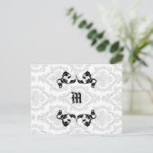 Damask Monogram Design Postkarte (Stehend Vorderseite)