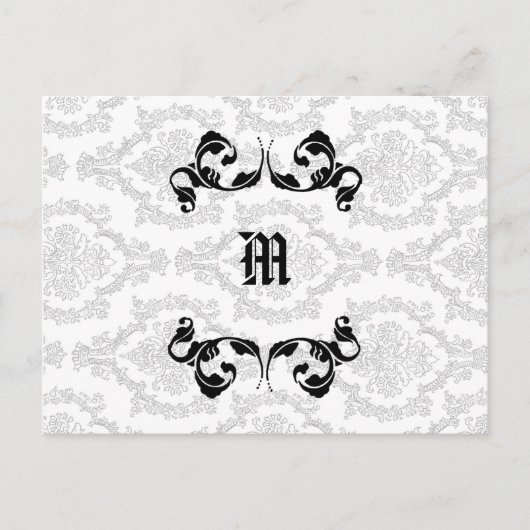 Damask Monogram Design Postkarte (Vorderseite)