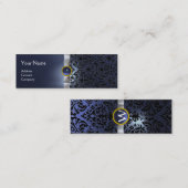 DAMASK MONOGRAM Edelband lila Mini Visitenkarte (Vorne/Hinten)