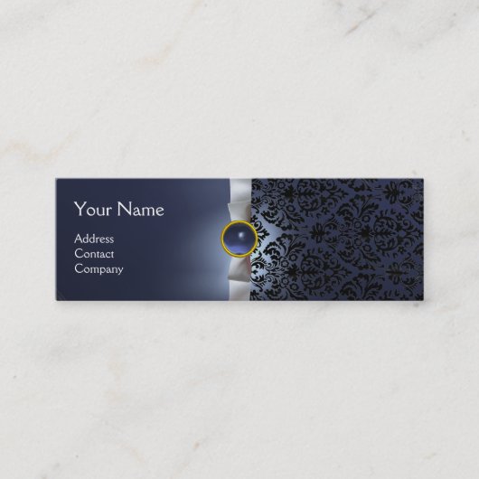 DAMASK MONOGRAM Edelband lila Mini Visitenkarte (Vorderseite)