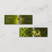 DAMASK MONOGRAM Edelband, weiß gelb Mini Visitenkarte (Vorne/Hinten)