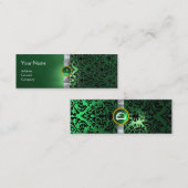 DAMASK MONOGRAM Edelband weiß grün Mini Visitenkarte (Vorne/Hinten)