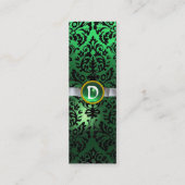 DAMASK MONOGRAM Edelband weiß grün Mini Visitenkarte (Rückseite)