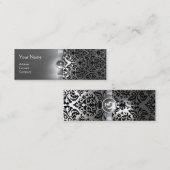 DAMASK MONOGRAM Edelband weiß Mini Visitenkarte (Vorne/Hinten)
